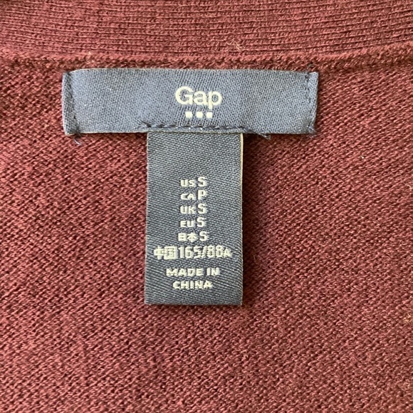 Gap Button Down Cardigan Sweater Small Maroon Red Cotton V Neck Office Casual - Picture 6 of 7